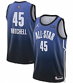 Men's 2023 All-Star #45 Donovan Mitchell Blue Game Swingman Stitched Basketball Jersey Dzhi