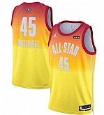 Men's 2023 All-Star #45 Donovan Mitchell Orange Game Swingman Stitched Basketball Jersey Dzhi