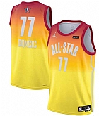 Men's 2023 All-Star #77 Luka Doncic Orange Game Swingman Stitched Basketball Jersey Dzhi