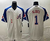 Men's Atlanta Braves #1 Ozzie Albies Number White 2023 City Connect Cool Base Stitched Jersey,baseball caps,new era cap wholesale,wholesale hats