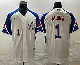 Men's Atlanta Braves #1 Ozzie Albies Number White 2023 City Connect Cool Base Stitched Jerseys,baseball caps,new era cap wholesale,wholesale hats