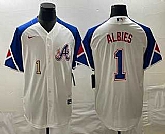 Men's Atlanta Braves #1 Ozzie Albies Number White 2023 City Connect Cool Base Stitched MLB Jersey,baseball caps,new era cap wholesale,wholesale hats