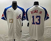 Men's Atlanta Braves #13 Ronald Acuna Jr Number White 2023 City Connect Cool Base Stitched Jersey,baseball caps,new era cap wholesale,wholesale hats