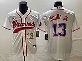 Men's Atlanta Braves #13 Ronald Acuna Jr Number White Cool Base With Patch Stitched Baseball Jersey,baseball caps,new era cap wholesale,wholesale hats