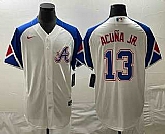 Men's Atlanta Braves #13 Ronald Acuna Jr White 2023 City Connect Cool Base Stitched Jersey,baseball caps,new era cap wholesale,wholesale hats