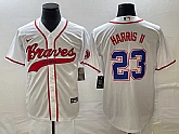 Men's Atlanta Braves #23 Michael Harris II White Cool Base With Patch Stitched Baseball Jersey,baseball caps,new era cap wholesale,wholesale hats