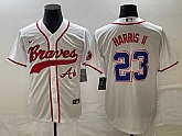 Men's Atlanta Braves #23 Michael Harris II White Cool Base With Patch Stitched Jersey,baseball caps,new era cap wholesale,wholesale hats