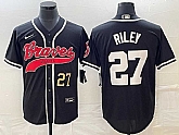 Men's Atlanta Braves #27 Austin Riley Number Black Cool Base Stitched Baseball Jersey,baseball caps,new era cap wholesale,wholesale hats