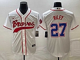 Men's Atlanta Braves #27 Austin Riley White Cool Base With Patch Stitched Baseball Jersey,baseball caps,new era cap wholesale,wholesale hats