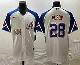 Men's Atlanta Braves #28 Matt Olson Number White 2023 City Connect Cool Base Stitched Jerseys,baseball caps,new era cap wholesale,wholesale hats