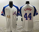 Men's Atlanta Braves #44 Hank Aaron Number White 2023 City Connect Cool Base Stitched Jerseys,baseball caps,new era cap wholesale,wholesale hats