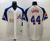 Men's Atlanta Braves #44 Hank Aaron Number White 2023 City Connect Cool Base Stitched MLB Jerseys,baseball caps,new era cap wholesale,wholesale hats