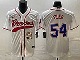 Men's Atlanta Braves #54 Max Fried Number White Cool Base With Patch Stitched Baseball Jersey,baseball caps,new era cap wholesale,wholesale hats