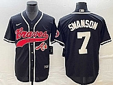 Men's Atlanta Braves #7 Dansby Swanson Black Cool Base Stitched Baseball Jersey,baseball caps,new era cap wholesale,wholesale hats