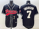Men's Atlanta Braves #7 Dansby Swanson Number Black Cool Base Stitched Baseball Jersey,baseball caps,new era cap wholesale,wholesale hats