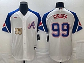 Men's Atlanta Braves #99 Spencer Strider Number White 2023 City Connect Cool Base Stitched Jersey,baseball caps,new era cap wholesale,wholesale hats