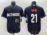 Men's Baltimore Orioles #21 Austin Hays Number Black 2023 City Connect Cool Base Stitched Jersey,baseball caps,new era cap wholesale,wholesale hats