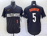 Men's Baltimore Orioles #5 Brooks Robinson Number Black 2023 City Connect Cool Base Stitched Jersey,baseball caps,new era cap wholesale,wholesale hats