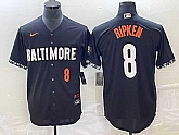 Men's Baltimore Orioles #8 Cal Ripken Jr Number Black 2023 City Connect Cool Base Stitched Jerseys,baseball caps,new era cap wholesale,wholesale hats