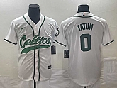 Men's Boston Celtics #0 Jayson Tatum White With Patch Stitched Baseball Jersey,baseball caps,new era cap wholesale,wholesale hats