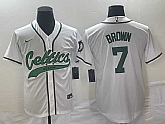 Men's Boston Celtics #7 Jaylen Brown White With Patch Stitched Baseball Jersey,baseball caps,new era cap wholesale,wholesale hats
