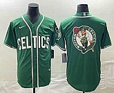 Men's Boston Celtics Big Logo Green Stitched Baseball Jersey,baseball caps,new era cap wholesale,wholesale hats