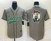 Men's Boston Celtics Gray Team Big Logo With Patch Stitched Baseball Jersey,baseball caps,new era cap wholesale,wholesale hats