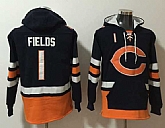 Men's Chicago Bears #1 Justin Fields Black Ageless Must-Have Lace-Up Pullover Hoodie,baseball caps,new era cap wholesale,wholesale hats