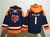 Men's Chicago Bears #1 Justin Fields Navy Ageless Must-Have Lace-Up Pullover Hoodie,baseball caps,new era cap wholesale,wholesale hats
