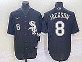 Men's Chicago White Sox #8 Bo Jackson Number Black Cool Base Stitched Jersey,baseball caps,new era cap wholesale,wholesale hats