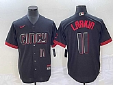 Men's Cincinnati Reds #11 Barry Larkin Number Black 2023 City Connect Cool Base Stitched Jerseys,baseball caps,new era cap wholesale,wholesale hats