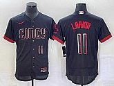 Men's Cincinnati Reds #11 Barry Larkin Number Black 2023 City Connect Flex Base Stitched Jersey,baseball caps,new era cap wholesale,wholesale hats