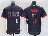 Men's Cincinnati Reds #11 Barry Larkin Number Black 2023 City Connect Flex Base Stitched Jerseys,baseball caps,new era cap wholesale,wholesale hats