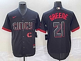 Men's Cincinnati Reds #21 Hunter Greene Black 2023 City Connect Cool Base Stitched Jersey,baseball caps,new era cap wholesale,wholesale hats