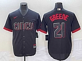 Men's Cincinnati Reds #21 Hunter Greene Black 2023 City Connect Cool Base Stitched Jerseys,baseball caps,new era cap wholesale,wholesale hats