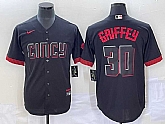Men's Cincinnati Reds #30 Ken Griffey Jr Black 2023 City Connect Cool Base Stitched Jerseys,baseball caps,new era cap wholesale,wholesale hats