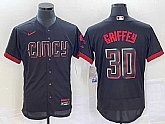 Men's Cincinnati Reds #30 Ken Griffey Jr Black 2023 City Connect Flex Base Stitched Jersey,baseball caps,new era cap wholesale,wholesale hats