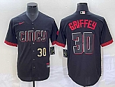 Men's Cincinnati Reds #30 Ken Griffey Jr Number Black 2023 City Connect Cool Base Stitched Jersey,baseball caps,new era cap wholesale,wholesale hats
