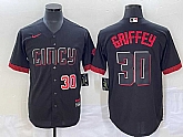 Men's Cincinnati Reds #30 Ken Griffey Jr Number Black 2023 City Connect Cool Base Stitched Jerseys,baseball caps,new era cap wholesale,wholesale hats