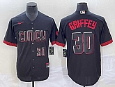 Men's Cincinnati Reds #30 Ken Griffey Jr Number Black 2023 City Connect Cool Base Stitched MLB Jersey,baseball caps,new era cap wholesale,wholesale hats