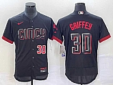 Men's Cincinnati Reds #30 Ken Griffey Jr Number Black 2023 City Connect Flex Base Stitched Jerseys,baseball caps,new era cap wholesale,wholesale hats