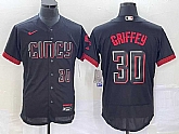 Men's Cincinnati Reds #30 Ken Griffey Jr Number Black 2023 City Connect Flex Base Stitched MLB Jerseys,baseball caps,new era cap wholesale,wholesale hats