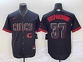 Men's Cincinnati Reds #37 Tyler Stephenson Black 2023 City Connect Cool Base Stitched Jerseys,baseball caps,new era cap wholesale,wholesale hats