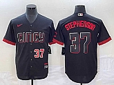 Men's Cincinnati Reds #37 Tyler Stephenson Number Black 2023 City Connect Cool Base Stitched Jerseys,baseball caps,new era cap wholesale,wholesale hats