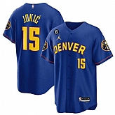 Men's Denver Nuggets #15 Nikola Jokic Blue With No.6 Patch Stitched Jersey Dzhi,baseball caps,new era cap wholesale,wholesale hats