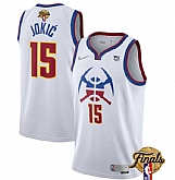 Men's Denver Nuggets #15 Nikola Jokic White 2023 Finals Earned Edition Stitched Basketball Jersey Dzhi,baseball caps,new era cap wholesale,wholesale hats