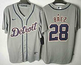 Men's Detroit Tigers #28 Javier Baez Grey Stitched Cool Base Nike Jersey,baseball caps,new era cap wholesale,wholesale hats