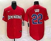Men's Dominican Republic Baseball #22 Juan Soto 2023 Red World Classic Stitched Jersey,baseball caps,new era cap wholesale,wholesale hats