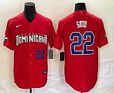 Men's Dominican Republic Baseball #22 Juan Soto Number 2023 Red World Classic Stitched Jerseys,baseball caps,new era cap wholesale,wholesale hats