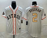 Men's Houston Astros #2 Alex Bregman 2023 White Gold World Serise Champions Patch Cool Base Stitched Jersey,baseball caps,new era cap wholesale,wholesale hats